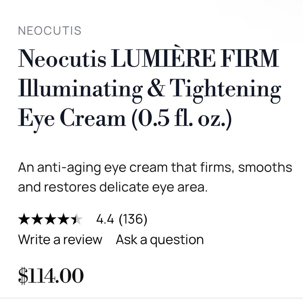 🩵 Neocutis LUMIÈRE FIRM Illuminating & Tightening Eye Cream (0.5 fl. oz.) - Picture 8 of 8